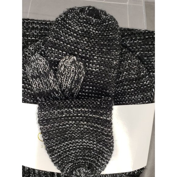 Calvin Klein Women's‎ Black Gray Knit Scarf Hat Gloves Mittens New 3 Piece Set - Picture 5 of 8